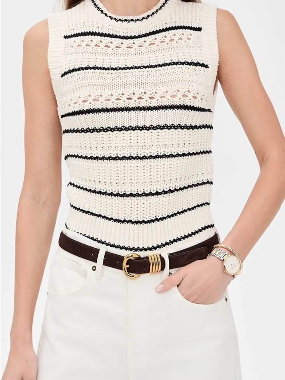 Madewell Inez brown suede gold buckle belt